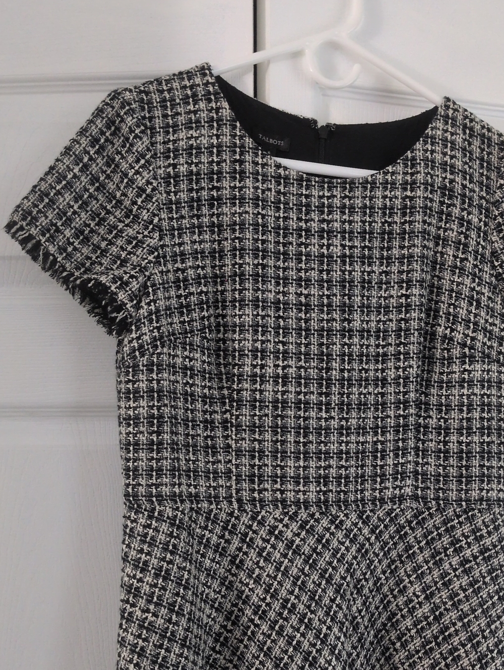 Talbots Black and White Tweed Fit-and-Flare Dress
